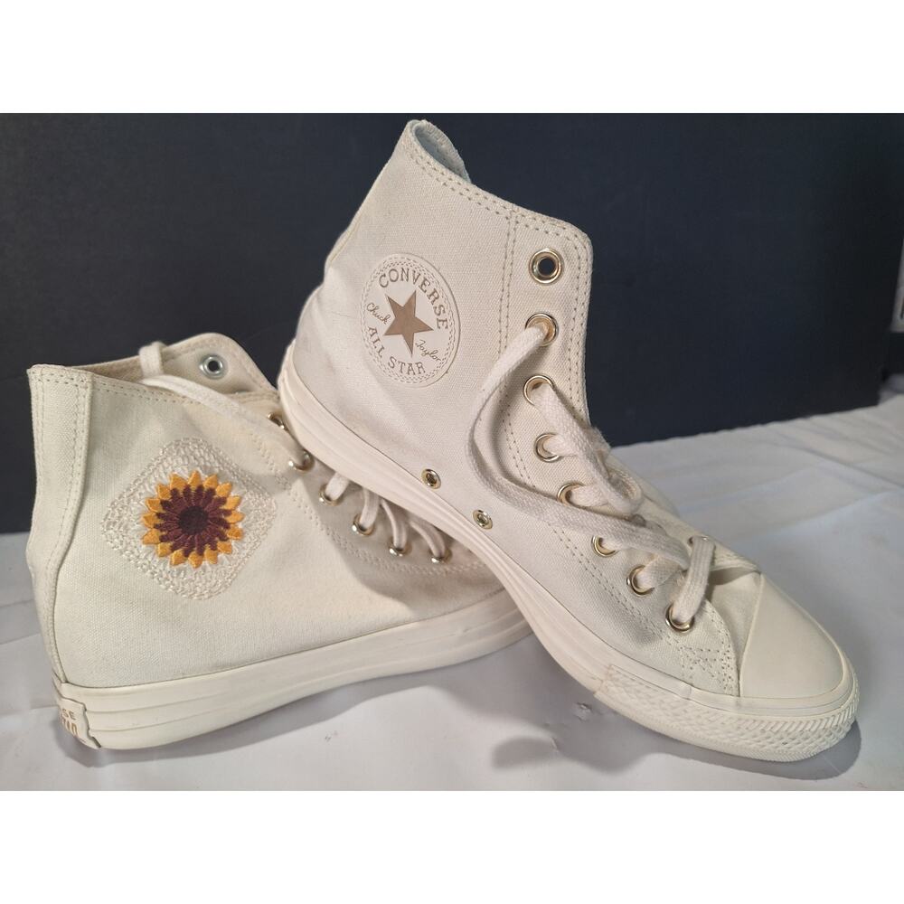 Converse Festival Florals A03514C Egret Light Gold Sunflower Womens 8.5 Mens 6.5 - Picture 3 of 10
